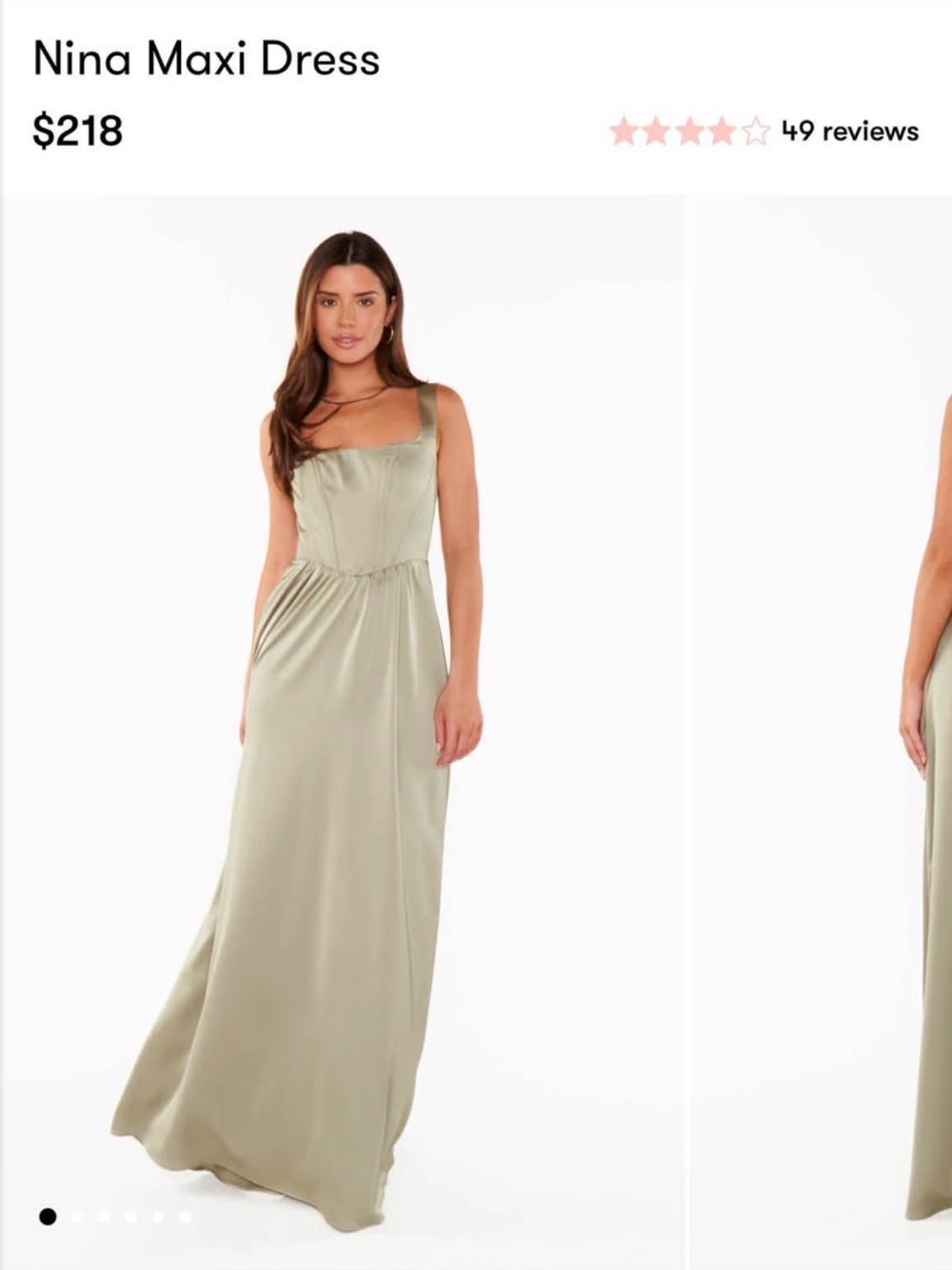 Show Me Your MuMu Nina Maxi Dress in moss Green Satin luxe